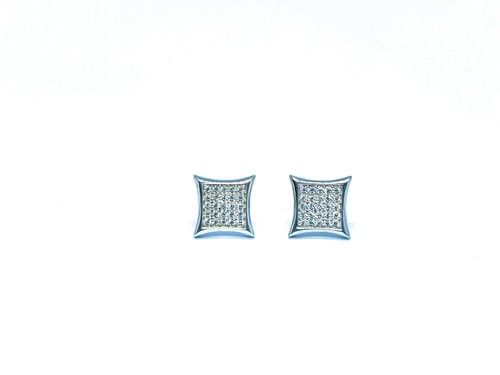 ADIRFINE 10K Solid Gold 10MM Square Micro Pave Cubic Zirconia Studs Earrings - Picture 8 of 12