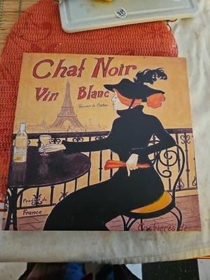 Chat Noir Vin Blanc On Canvas Wall Art