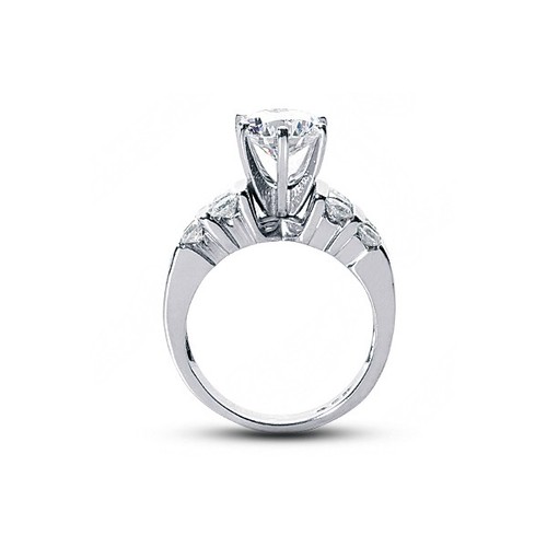 3.45 Carat G-VS2 Round Cut Earth Mined Certified Diamonds 18k Gold Accent Ring - Picture 3 of 3