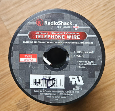 RadioShack 100 Ft 26 AWG 4 Conductor Telephone Wire AWM White Spool NEW