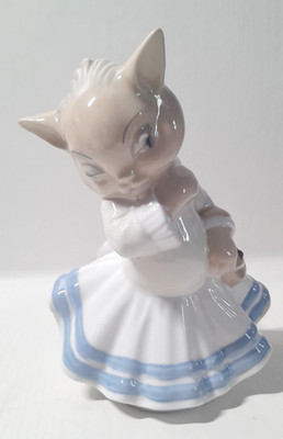 Porzellan Katze Figur im Kleid Vintage 7'' groß Made Spain evtl. D'Art SA