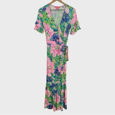 Lilly Pulitzer Multicolor Island Escape Emerson Wrap Maxi Dress Size Small  | eBay