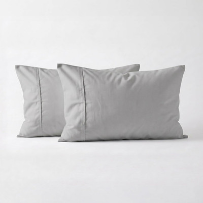 Light Grey Set of 2 King Pillow Cases, Single-Ply Premium Egyptian Long-Staple 1