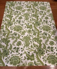 Williams Sonoma Tablecloth Green Floral Bird Palampore Jacobean Cotton Rectangle