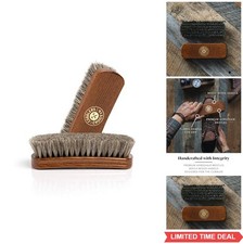 Horsehair Shoe Brush Beech Wood Handle Leather Polish Buff Shine Boot Care