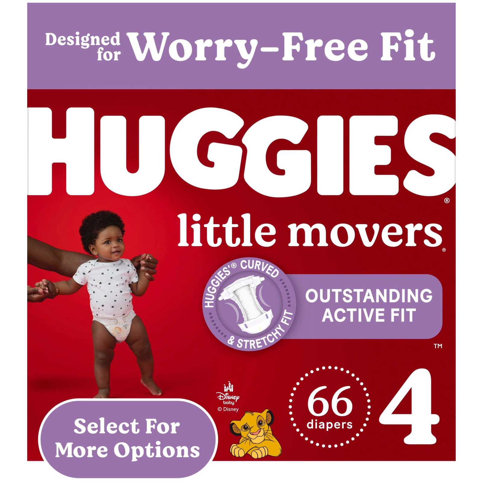 Huggies Little Movers Baby Diapers, Size 4 (22-37 Lbs), 66 C