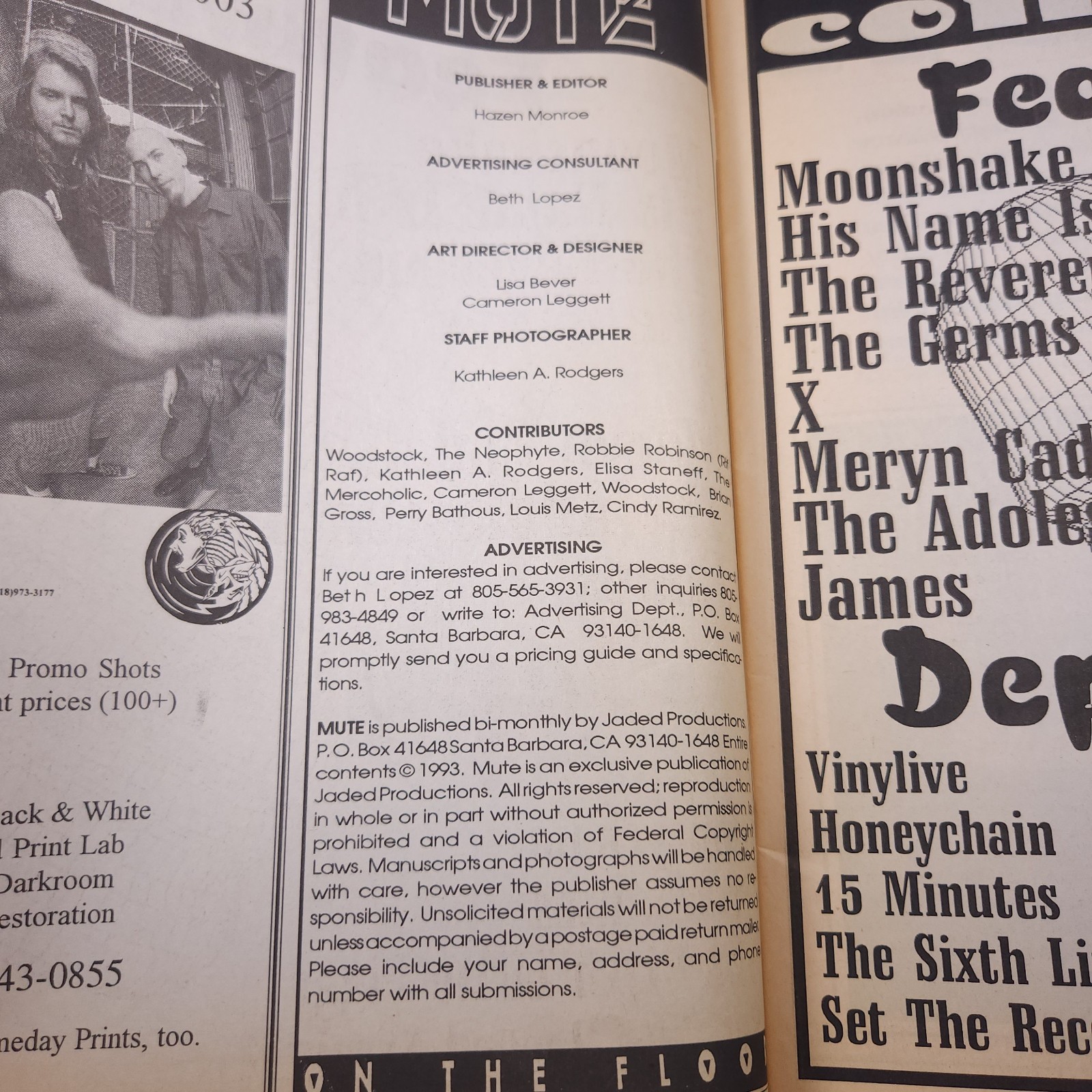 Vintage Mute on the Floor Punk Rock Music Zine Magazine Volume 3 #4 1993