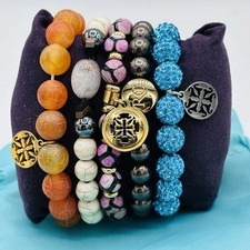 Rustic Cuff Summer Sunset Bracelet Stack 5 Pc Orange Blue