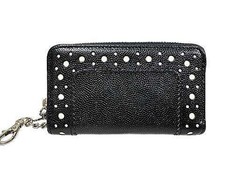 Hiroko Hayashi Veleno Leather Key Card Case Black