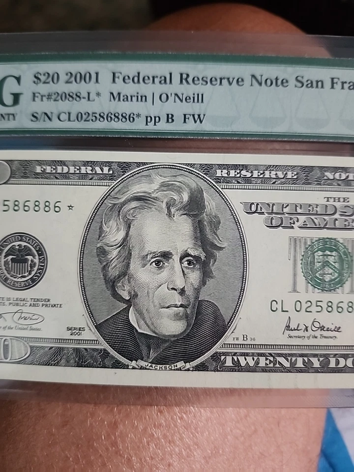 Federal Reserve Note 2001 $20 Twenty Dollar Bill San Francisco Fr#2088-L - Image 4 of 4