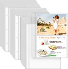 100 Pack Sheet Protectors for 8.5"x9.5" Mini Binders, Recipe Book Page Refill Sh