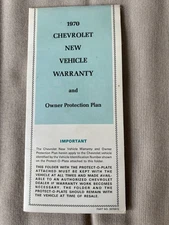 1970 CHEVROLET NEW VEHICLE WARRANTY AND OWNER PROTECTION PLAN BOOKLET 3970672