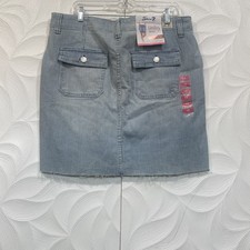 NWT Seven 7 Utility Skirt Vertigo Stripe Denim Sz 14 Cotton Blend /Pockets