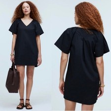 madewell v-neck mini shirtdress true black np093 women medium
