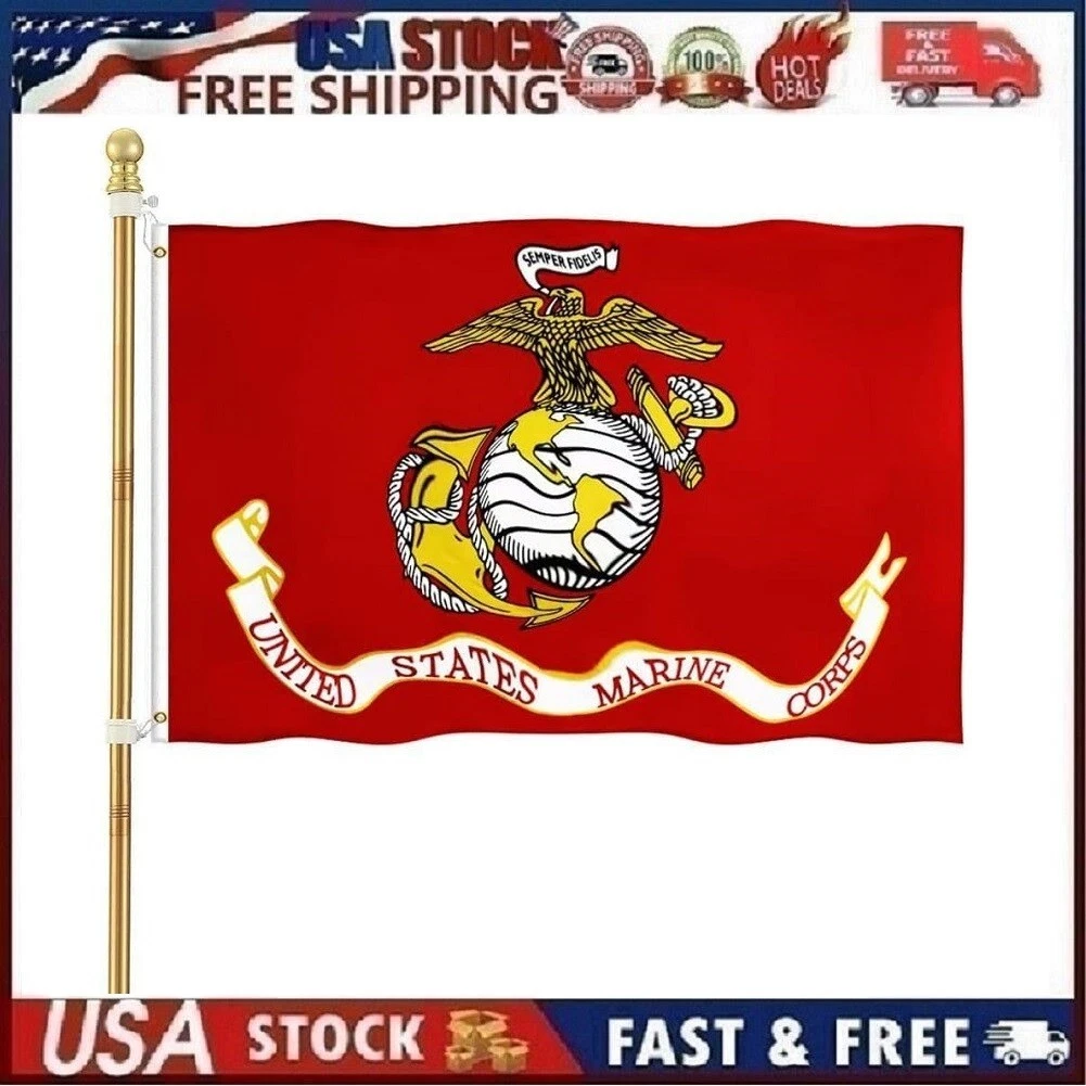 2x3 Embroidered Sewn USMC Marine Corps Dark Globe 210D Nylon Double Sided Flag V