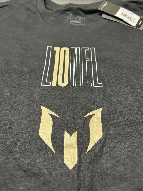 BNWT Adidas Men's Messi Logo Number Rare  Double Sided Black /Gold T Shirt XL