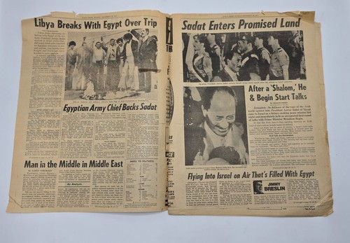 Israel Egypt Peace Deal Sadat Begin-Shalom-Nov 1977 NY Daily News Newspaper-LOT - Picture 3 of 11