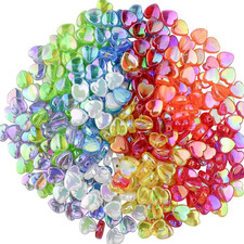 300 Pcs Acrylic Heart Shape Beads for Jewelry Making Craft DIY - Colorful Loose