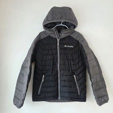 Columbia Omni-Heat Puffer Coat Jacket Grey Black Winter Hooded Boys S 8 