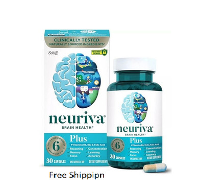 NEURIVA Plus Brain Supplement for Memory, Focus & Clarity with B Vitamins, 30 Ca