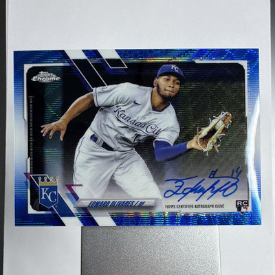Topps Chrome Edward Olivares RC Auto Blue Wave Refractor #RA-EO 25/150
