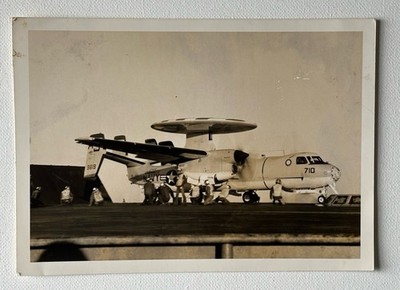 Grumman E-2C Hawkeye On Navy Aircraft Carrier Vintage Photo