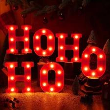 Ho Ho Ho Christmas Decorations Indoor, 6.3 Inches LED Marquee Light up Letter...