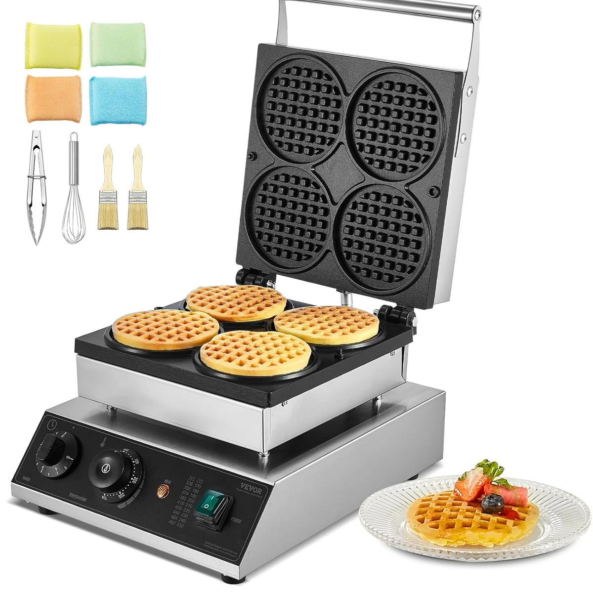 Piastra Per Cialde Belga Rotante Antiaderente – Ferro Da Stiro Classico Per Waffle Dorati