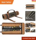 Waxed Canvas Tool Roll with 23 Pockets, Portable 26" x 13" - Army Green