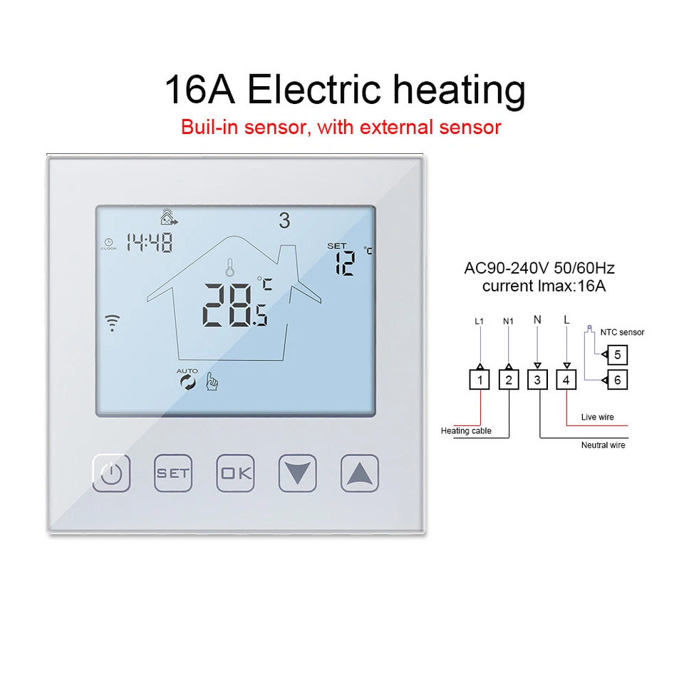 Tuya WiFi Thermostat 16A Smart Touch Warm Floor Heating Temperature Controller - Image 4 of 4