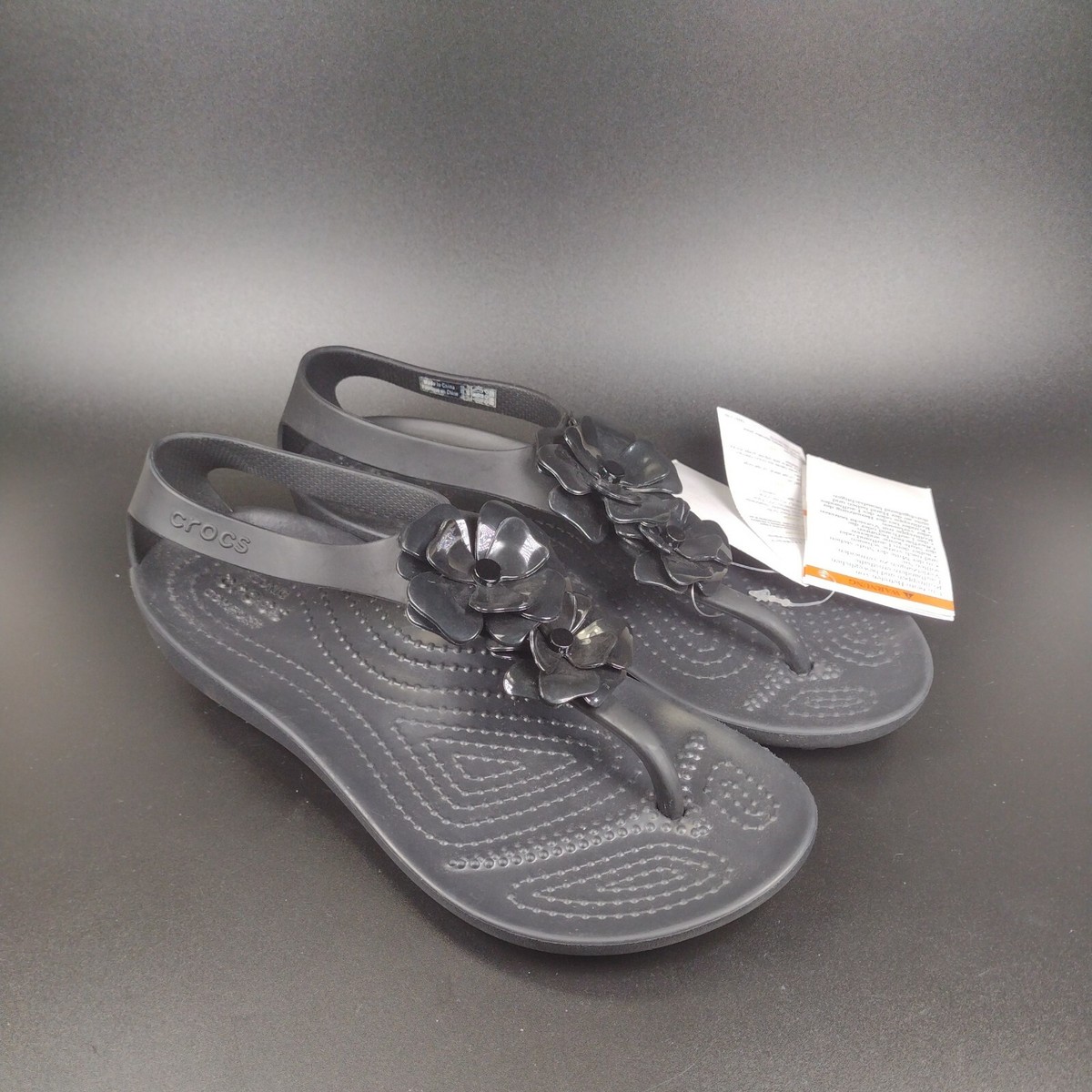 Crocs Women's Size Serena Embellish Flower Flip Flops Iconic