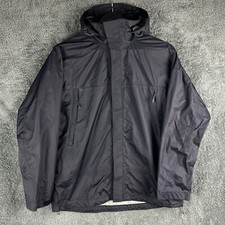 Mountain Equipment Co-Op Black Jacket Womens size 14 Waterproof Hooded Gorpcore