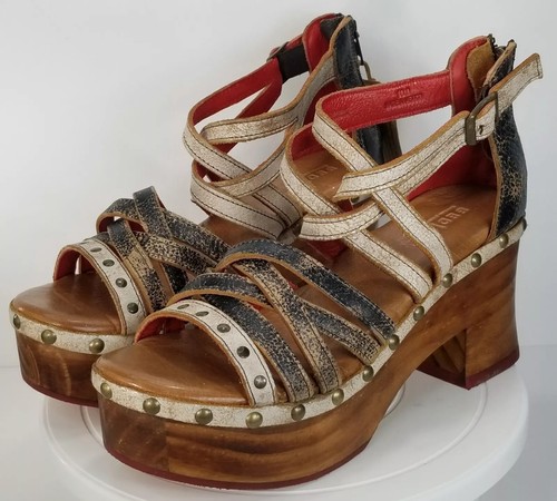 BED STU ANTONELLI NECTAR LUX PLATFORM SANDALS WOMEN US 10 DISTRESSED WESTERN NWT - Picture 6 of 24