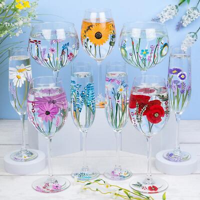 Shudehill Giftware East West My Favourite Glas Blumenmuster handbemaltes Weinglas