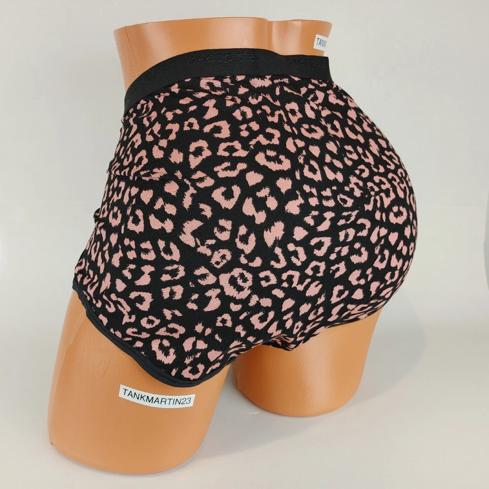 BRAGAS LANE BRYANT ALGODÓN CACIQUE Calzoncillo Completo 22/24 Plus Rosa Negro Estampado Animal Foto 3 de 4