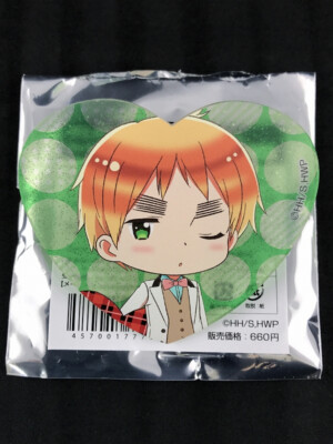 Hetalia World Stars Heart Glitter Acrylic Clip Badge Pin UK England New