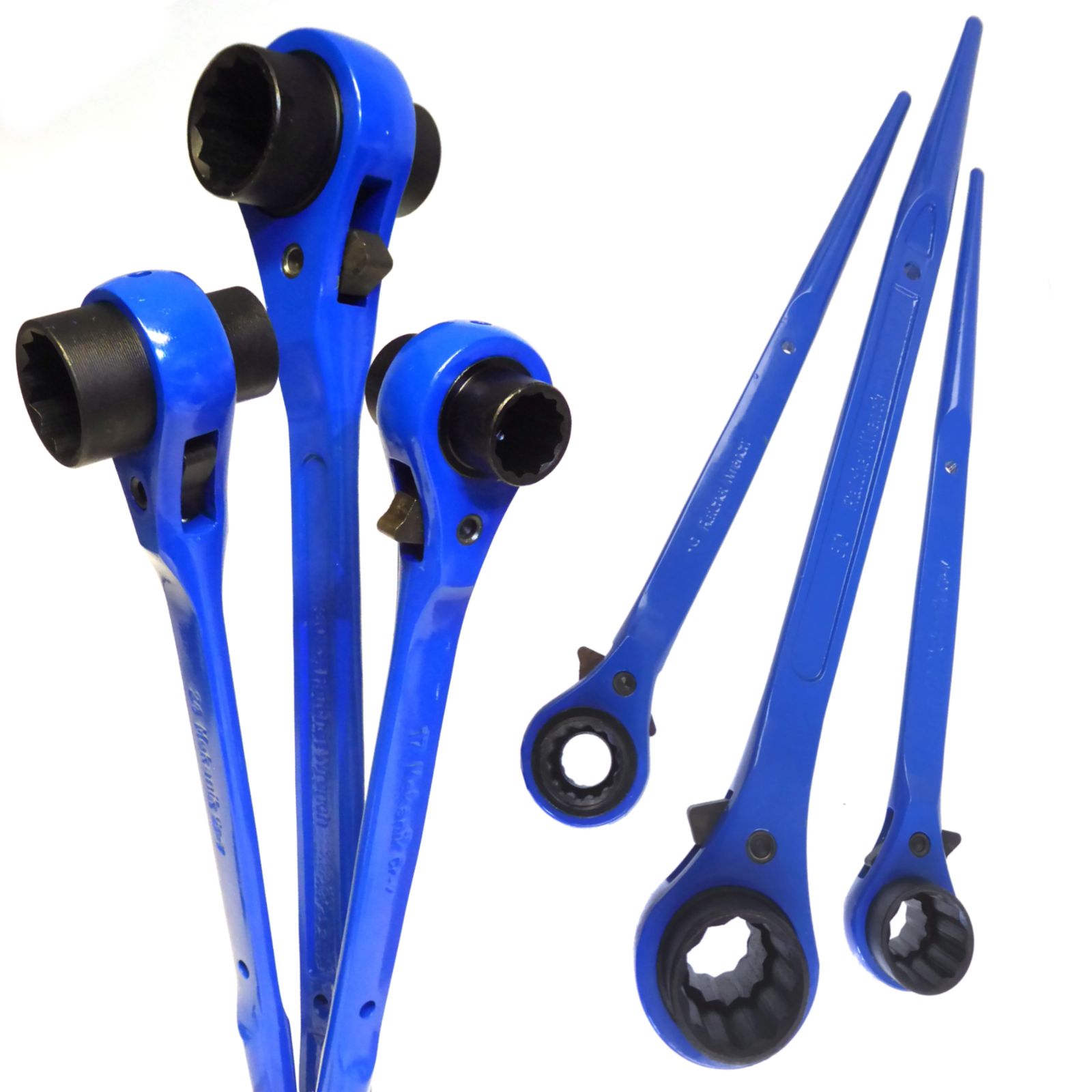 3pc Ratchet Podger Scaffold Spanner Set 17x19 19x24 24x30mm Steel