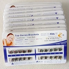 10X Dental Orthodontics Metal Bracket Braces Standard MBT Slot 022 Hooks 345