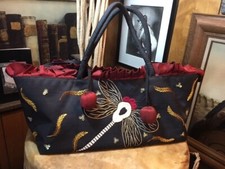 Vintage Embroidered Satin Dragonfly Purse