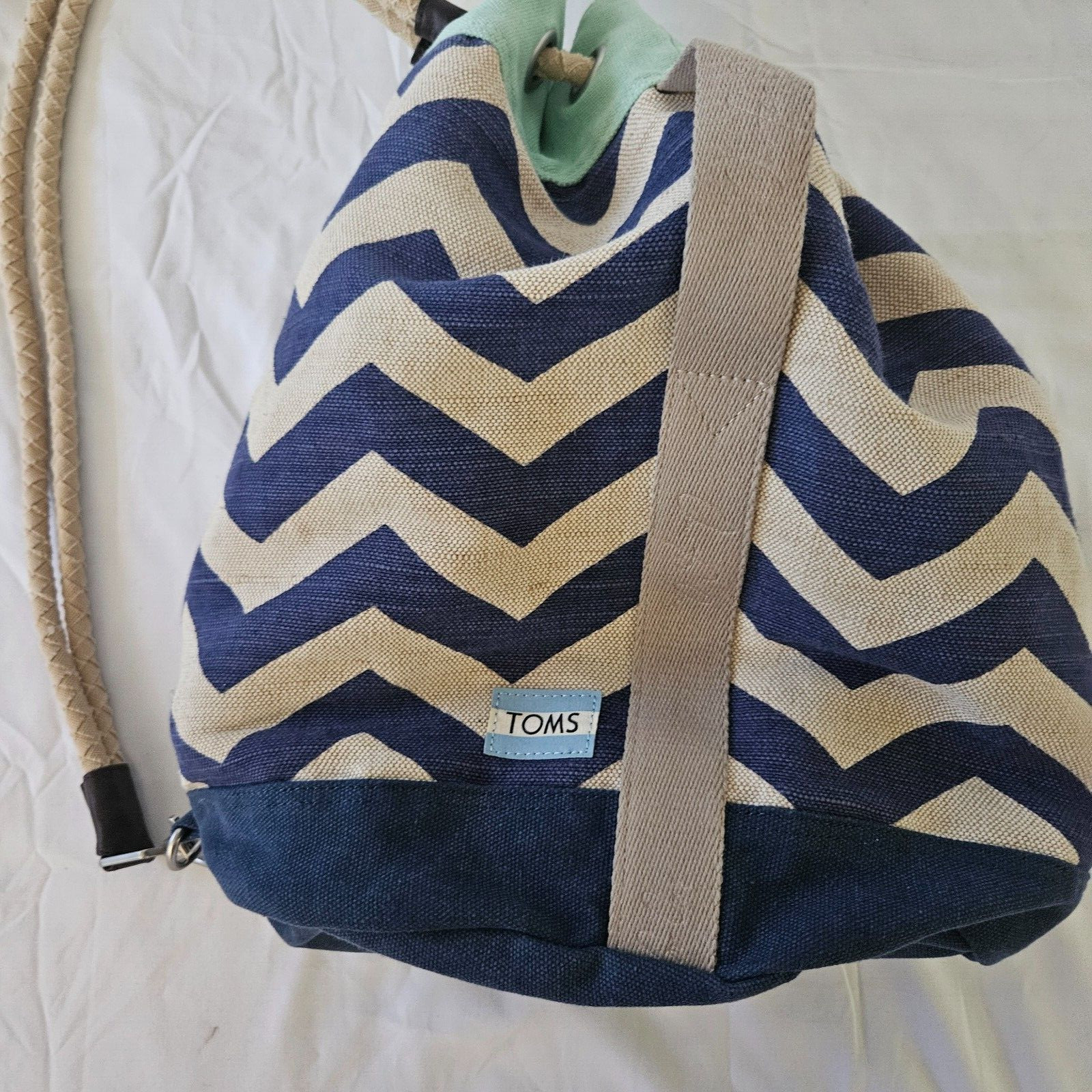 Toms Backpack Drawstring Bucket Beachy Canvas Lea… - image 6