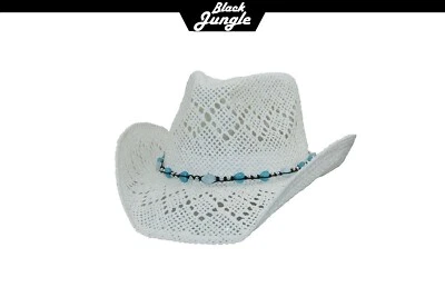 BLACK JUNGLE Westernhut MARIEL Strohhut Sommerhut Strandhut Cowboyhut Sonnenschutz Fedora hut