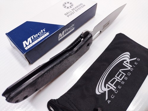 Glow-In-The-Dark Marble Carbon Fiber FrameLock Pocket Knife Ball Bearing Flipper - Picture 4 of 7