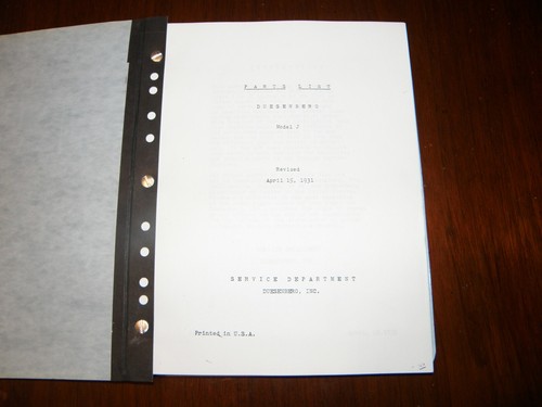DUESENBERG MODEL J PARTS LIST BOOK 1931 - Picture 2 of 3