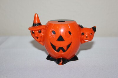 Vintage Rosbro Halloween Witch, Cat JOL Pumpkin Candy Container Sucker ...