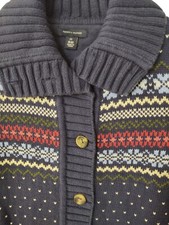 Girl's Tommy Hilfiger Button Down Sweater Navy w/ Muti Colors Size M 8-10 