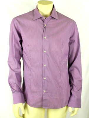 Takeshy Kurosawa Italy Men's Purple Stripe Shirt Size XL (Size Large US)