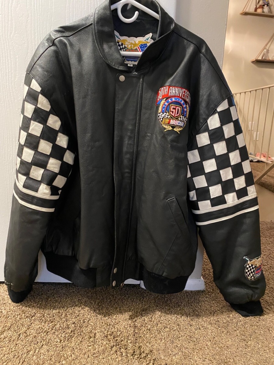 NASCAR 50th Anniversary 1998 Jeff Hamilton Leather Race Jacket