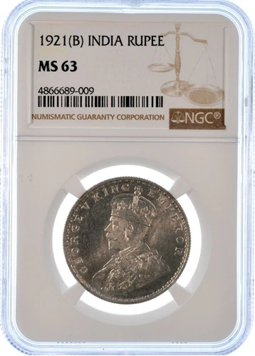 British India 1921(B) Rupee NGC MS 63