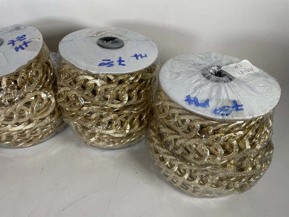 Lote de 20 metros de 4 cadenas de cola de acero inoxidable chapadas en oro hágalo usted mismo joyería A9083 Foto 4 de 4