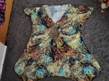 Women's SZ L Dressbarn Trapeze SS Spandex Shirt~